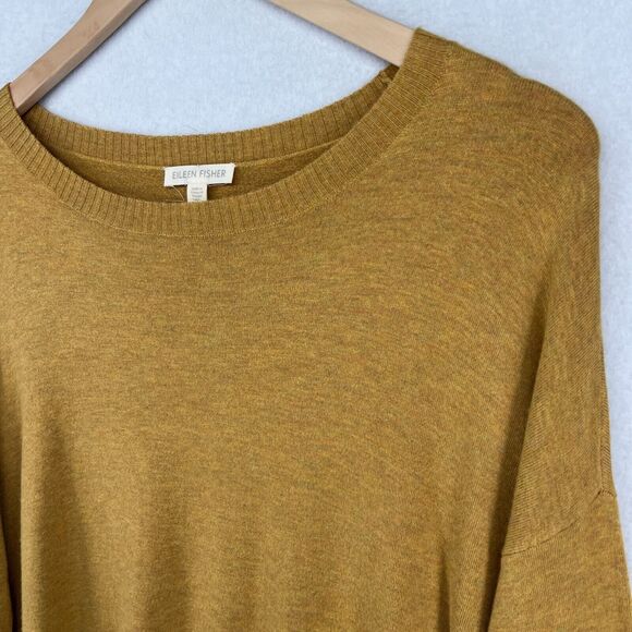 EILEEN FISHER Sweater XS Cozy Viscose Stretch Boat Neck Rib Trim Pullover Yellow - Picture 6 of 16